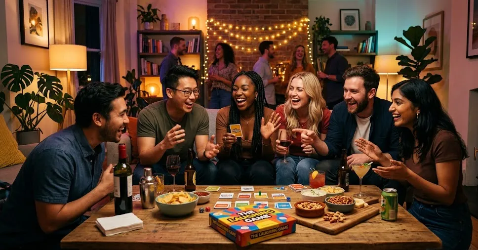 Friends playing party games